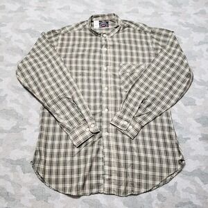 Vintage Levi's Shirt Mens XL Brown Plaid Pockets Long Sleeve Button-Up